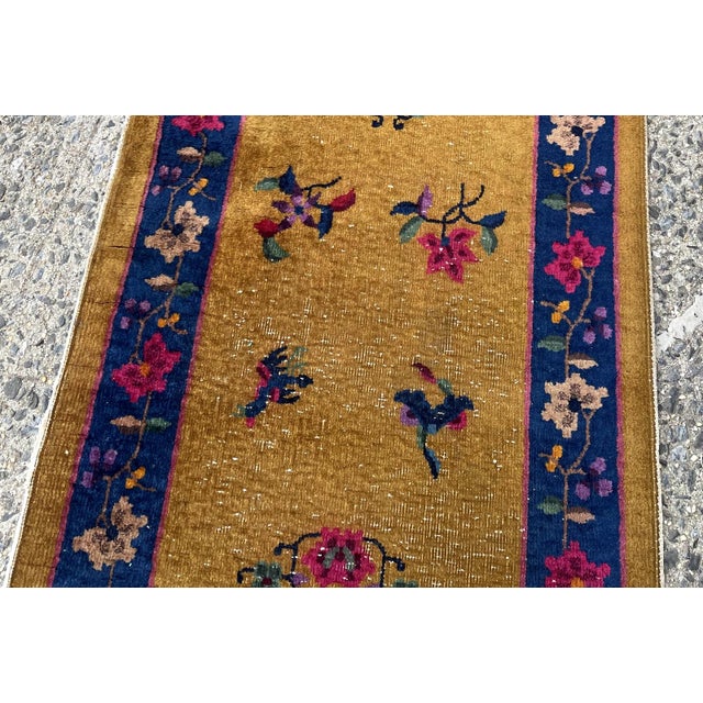 Art Deco Antique Art Deco Chinese Runner 2.6' X 8.10' (76cm X 269cm) 1920s For Sale - Image 3 of 9