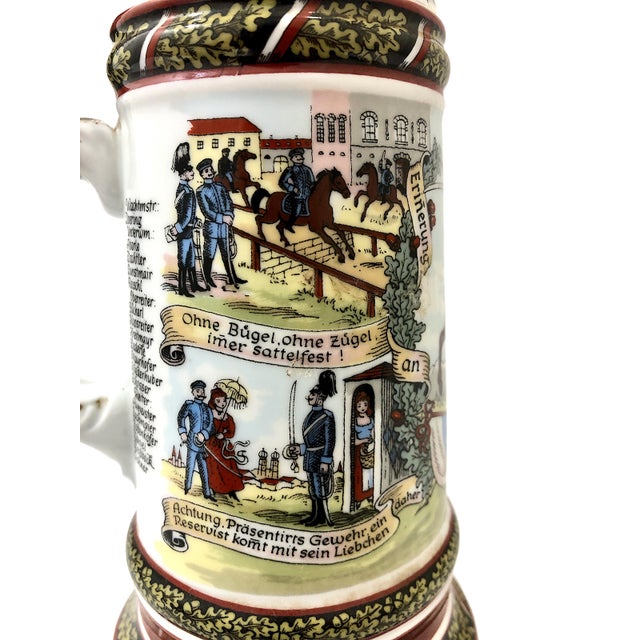 Army Green Commemorative Early 20th-Century German Reservist Stein in Porcelain and Pewter For Sale - Image 8 of 18