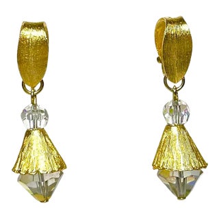 1940s Aurora and Gold Dangle Earrings With Hinge-Back Clasp - 2 Pieces For Sale
