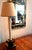 White A bespoken Stiffel brass lamp with a lotus design base For Sale - Image 8 of 8
