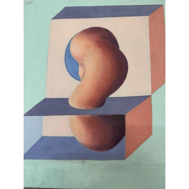 Modern Metaphysical Geometric Bio Pink Pipe, 1969, Oil Painting on Canvas, Framed For Sale - Image 3 of 12