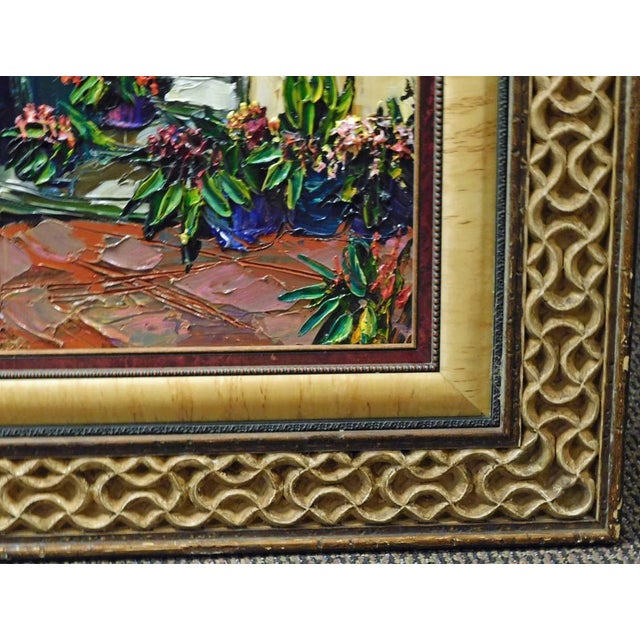 Maya Eventov "A Patio Scape" Framed Original Acrylic Flowers Hand Signed 681806 For Sale - Image 9 of 11