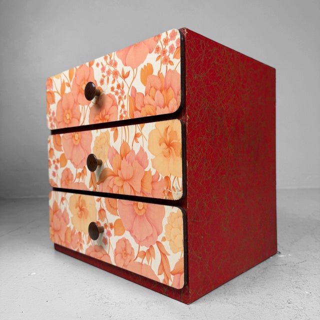 Gold Vintage Japanese Drawer Cabinet with Floral Motif, 1970s For Sale - Image 8 of 11
