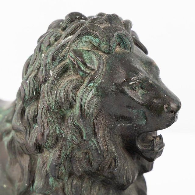 19th Century Victorian Verdigris Patinated Bronze Trafalgar Lions, 1870, Set of 2 For Sale - Image 15 of 18