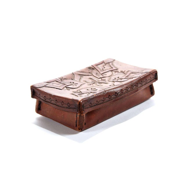 Early 20th century small tooled leather box from Mexico This small box has lovely tooled workmanship and its clearly...