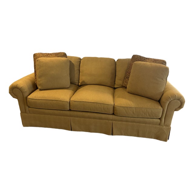 Taylor King Custom Timeless Herringbone 3-Seat Sofa For Sale