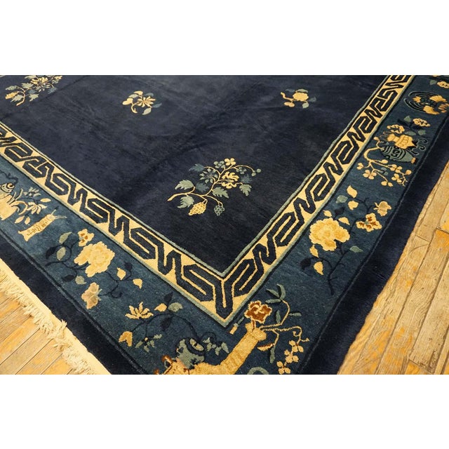 Navy Blue Early 20th Century Chinese Peking Carpet For Sale - Image 8 of 15