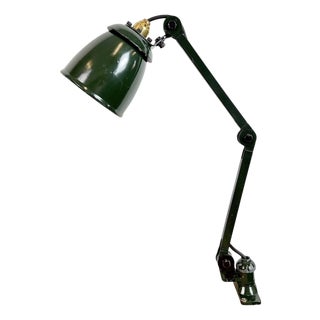 Industrial Green Enamel Adjustable Table Lamp, 1960s For Sale