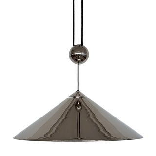 Large Plated Nickel Counter Balance Keos Pendant Light by Florian Schulz, 1970s For Sale