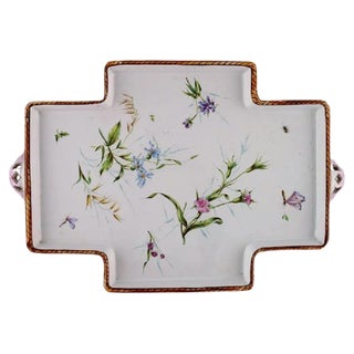 Large Serving Tray with Handles by Emile Gallé for St. Clement, Nancy For Sale