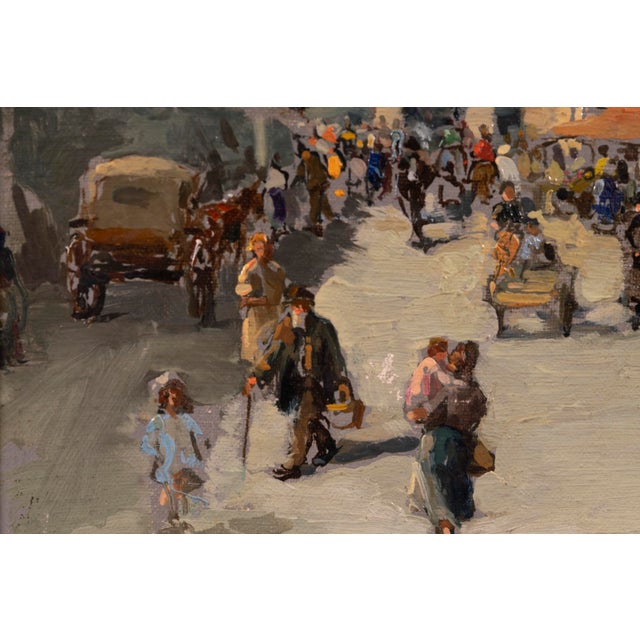 Valter, Impressionist Market Scene Before a Church, Oil on Panel For Sale - Image 3 of 15