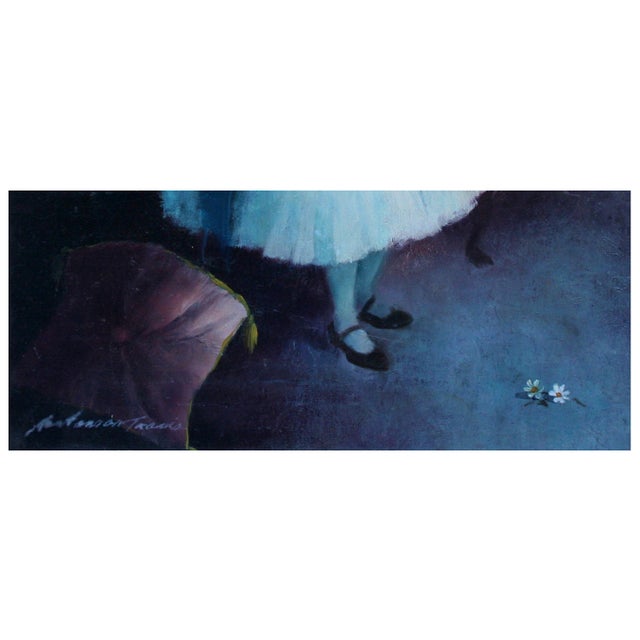 Portrait of Girl in Blue Dress, Oil on Canvas, Signed, Circa 1970 by Jan Hanson Travis For Sale - Image 4 of 6