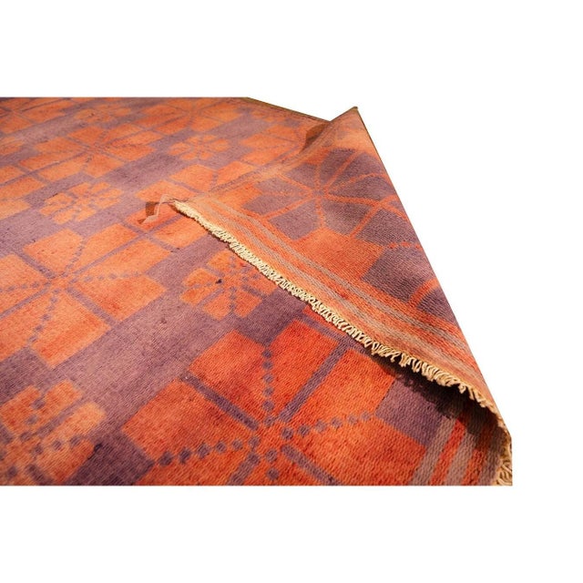 1950s Orange Cross Modern Geometric Cotton Vintage Persian Ziloo Knotted Rug For Sale In New York - Image 6 of 6