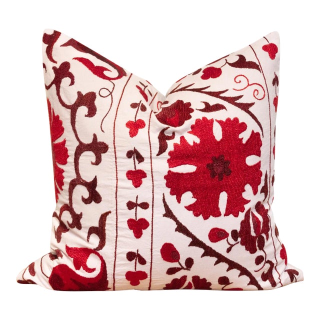 Carmine Suzani Euro Pillow For Sale