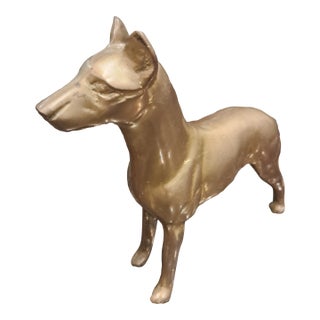 1970s Solid Brass Doberman Dog For Sale
