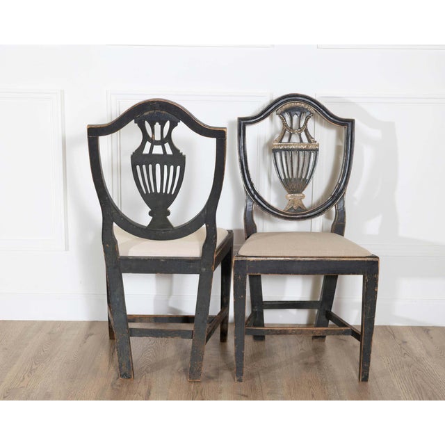 Set of Four 19th Century Swedish Blackened Wood and Gilt Lyre-Back Chairs For Sale - Image 18 of 18