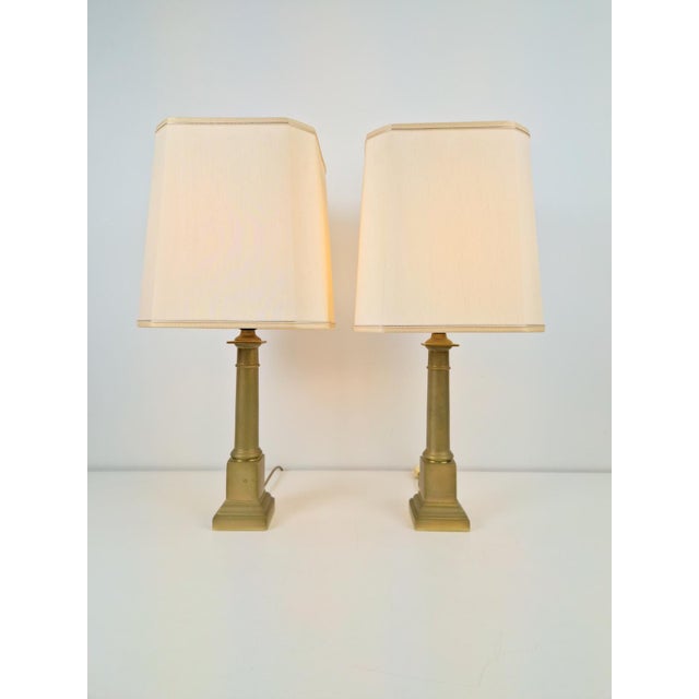 Metal Neoclassical Empire Brass Table Lamp, France, 1960, Set of 2 For Sale - Image 7 of 17