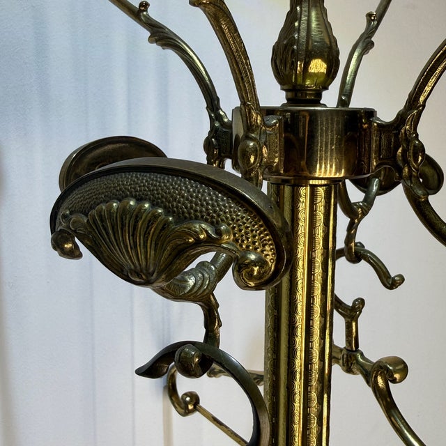 Vintage Baroque-Style Coat Rack in Brass with Hangers and Shoehorn, 1970s, Set of 3 For Sale - Image 6 of 14