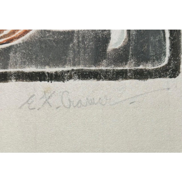 Mid 20th Century Vintage E.f. Cramer Harvest Still Life Fruit & Veggies White Line Woodcut Print For Sale - Image 5 of 10