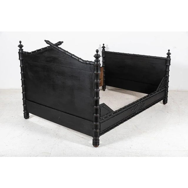 Wood 19th Century French Ebonised Faux Bamboo Bedroom Suite, Set of 4 For Sale - Image 7 of 13