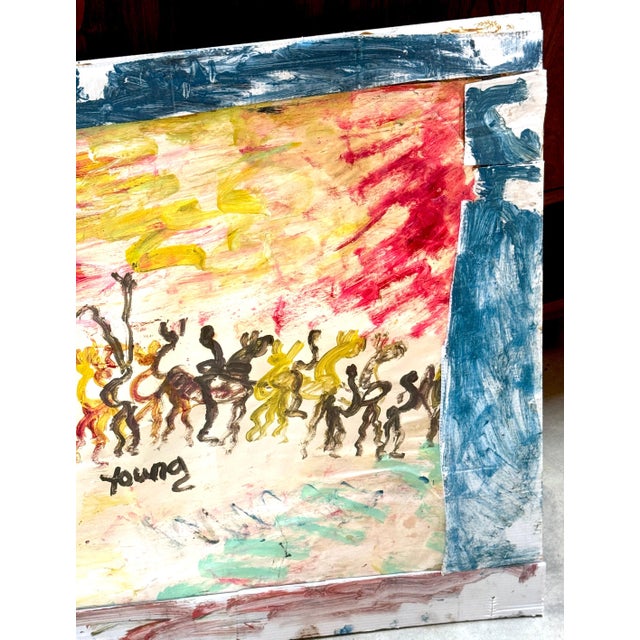 Purvis Young (American, 1943–2010) “Warriors Beneath a Burning Sky” For Sale - Image 15 of 18