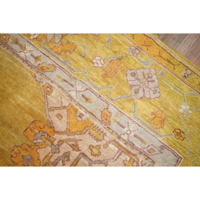 Antique Zabihi Collection Gold Green Oushak Rug For Sale - Image 12 of 12