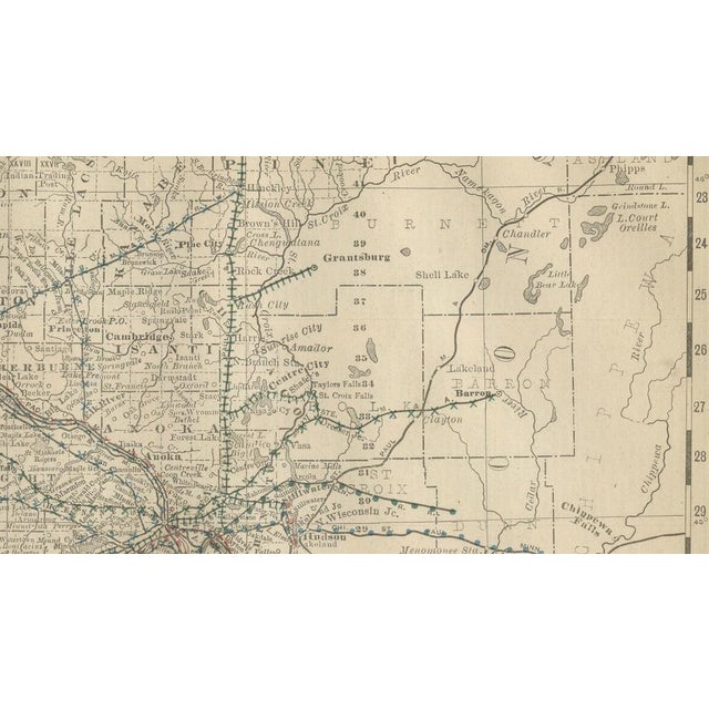 Antique Minnesota Map by Rand McNally, 1888 For Sale - Image 12 of 13