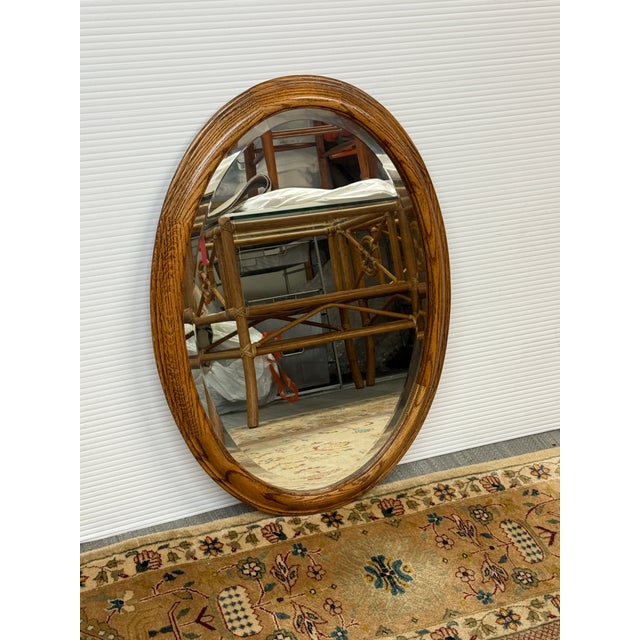 Oak Wood Framed Wall Mirror, Late 20th Century For Sale - Image 4 of 12