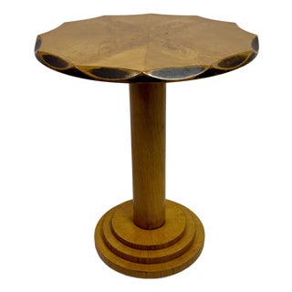 Swedish Art Deco Circular Quarter Veneered Side Table, 1930s For Sale