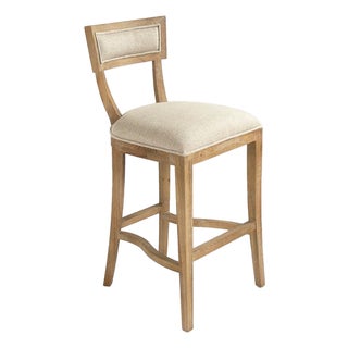 Carvell Bar Stool - Natural Linen / Weathered Oak Frame For Sale