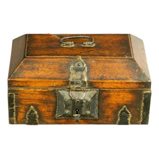 19th Century South Indian Teak & Brass Travelling Document Box For Sale