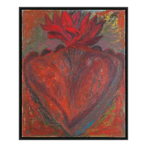 Melissa Meyer, American Abstract Expressionist Artist Melissa Meyer Oil Painting Flaming Heart, 1982