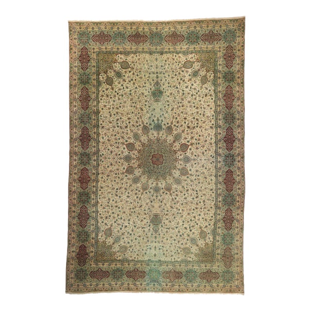Vintage Persian Tabriz Palace Rug - 12'06 X 19'01 For Sale