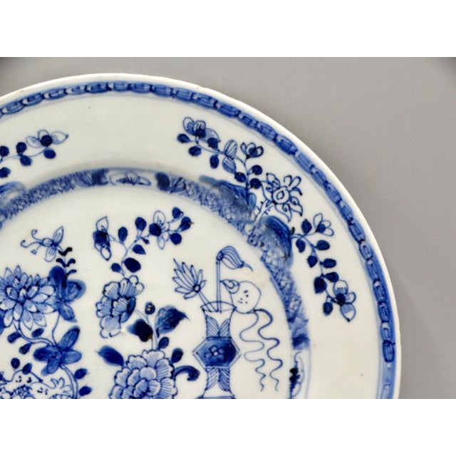 Delft Antique Dutch Delft Chinoiserie Plate Blue & White For Sale - Image 4 of 10