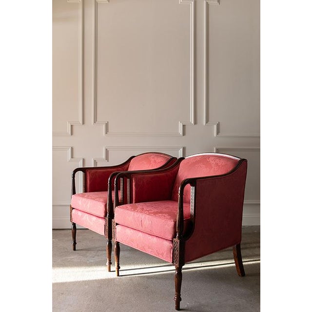 Late 20th Century Louis XVI Pink Bergère Chairs by Woodmark Originals - A Pair For Sale - Image 18 of 18