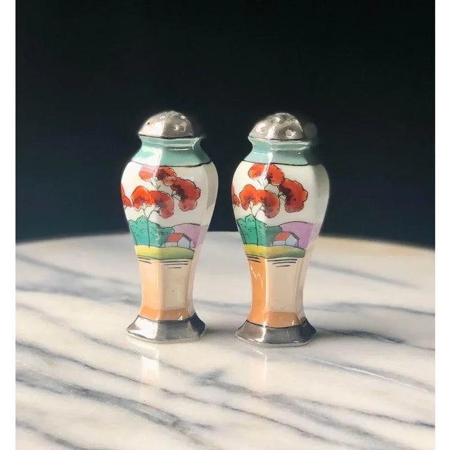 Late 20th Century Hand-Painted Japanese Lusterware Salt and Pepper- A Pair For Sale - Image 4 of 5