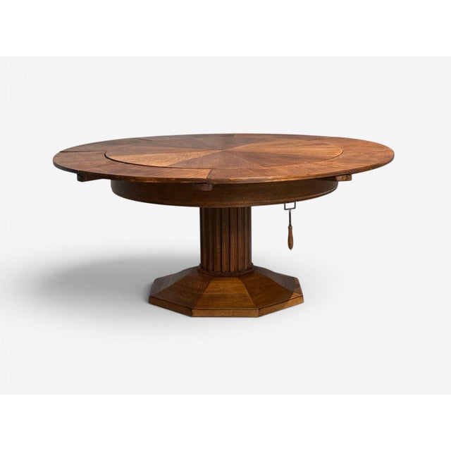 Josef Seiler, Rare Expanding Dining Table, Oak, Germany, 1920s For Sale - Image 4 of 16