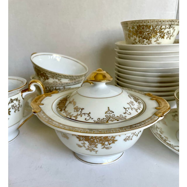 1950's Bone China Gold Trim 72 Piece Dinnerware and Serving Set by Kongo For Sale - Image 9 of 12