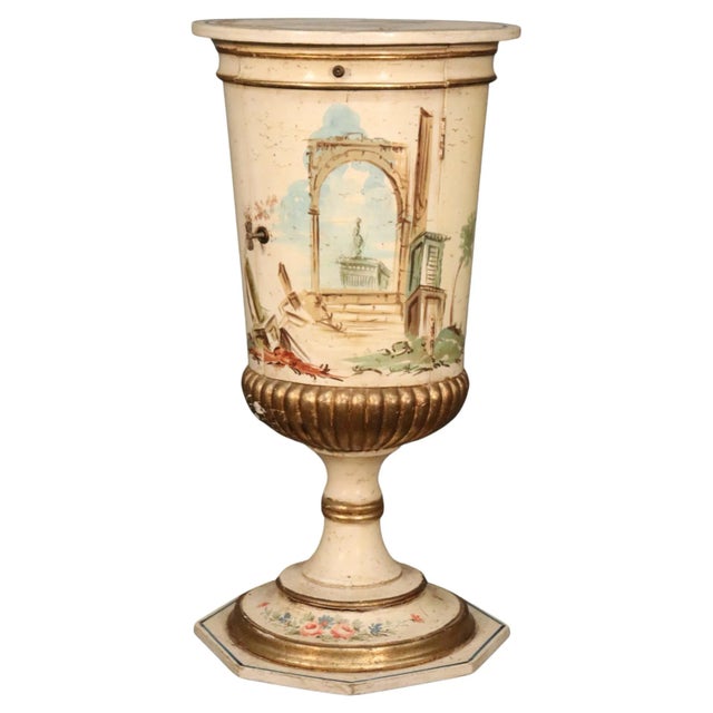 Hand-Painted Venetian Italian Urn Form Pedestal, circa 1940s For Sale - Image 13 of 13