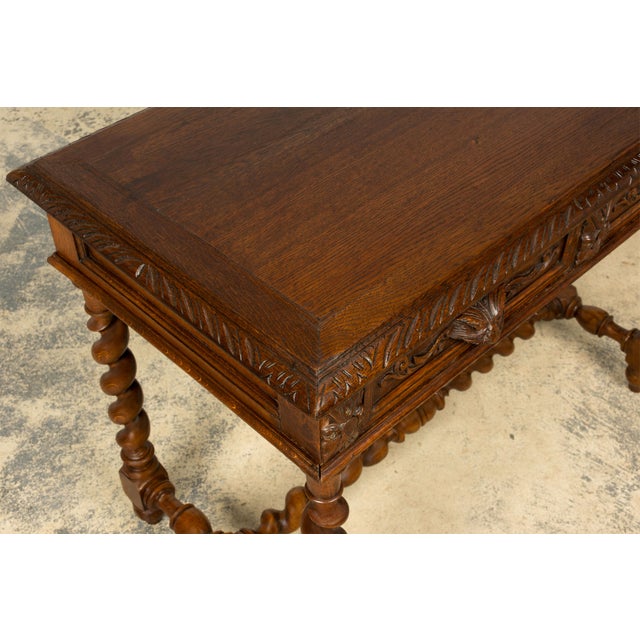 Late 19th Century French Henry II Carved Oak Writing Desk For Sale - Image 17 of 18