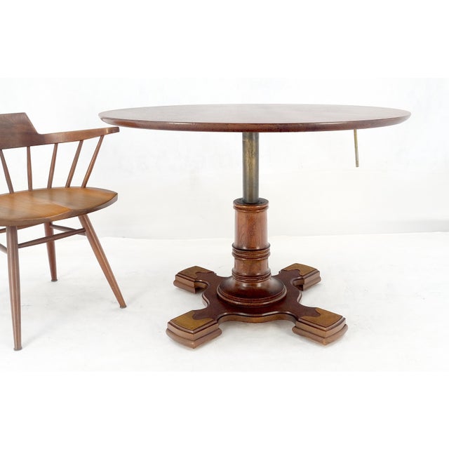 Hi-Low Convertible Adjustable Round 40" Diameter Coffee to Game Table Cross Base For Sale - Image 12 of 12