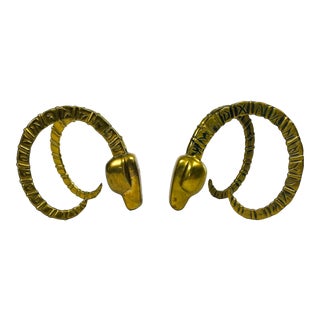 1980s Dolbi Cashier Brass Ibex Bookends - a Pair For Sale