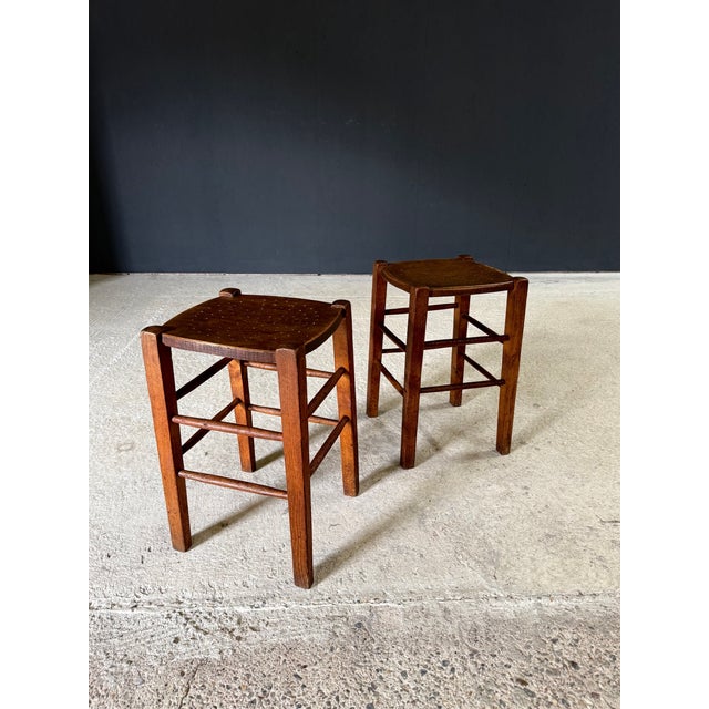 Wood French Country Bistro Stools, 1930s, Set of 2 For Sale - Image 7 of 16