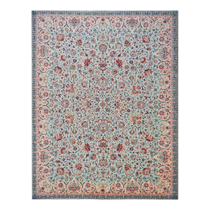 Antique Persian Tabriz Emad Wool 9X12 Red, Mint Green & Pink Handmade Area Rug #9902603