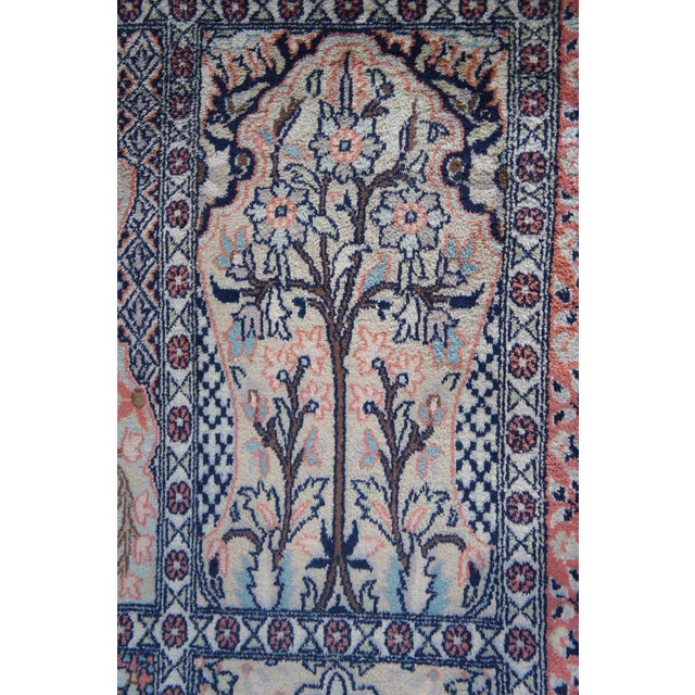 Indian Kashmir Silk Geometric Floral Garden Medallion Area Rug Mat 48" For Sale - Image 9 of 13