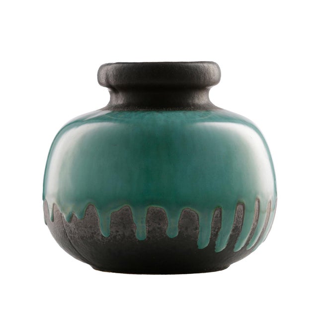 Ceramic Mid-Century Green Drip Glazed Ceramic Vase from Scheurich, West Germany, 1970s For Sale - Image 7 of 8