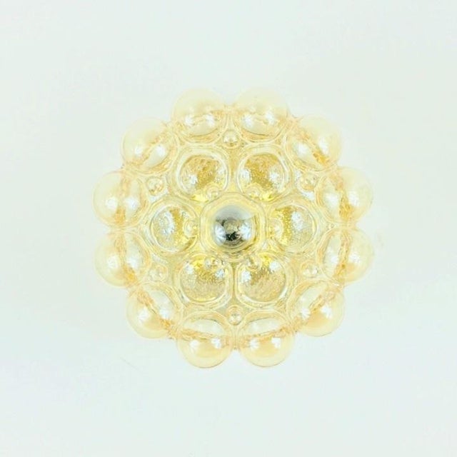 Glashütte Limburg 1960s Mid-Century Modern Amber Bubble Glass Ceiling Lights/Flush Mounts by Helena Tynell for Limburg - a Pair For Sale - Image 4 of 8