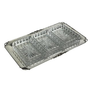 800 Silver and Glass Appetizer Dish, Italy, 1980s For Sale