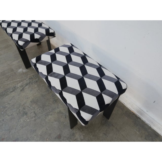 Baker Ottoman With Iron Base Geometric Pattern Fabric For Sale - Image 11 of 13