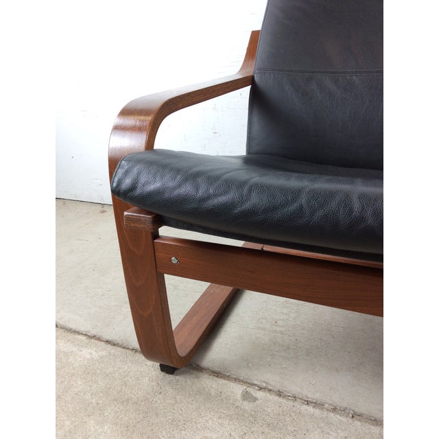 Ikea Mid Century Modern Style Bentwood Lounge Chair With Leather Seat and Cantilever Base For Sale - Image 4 of 18